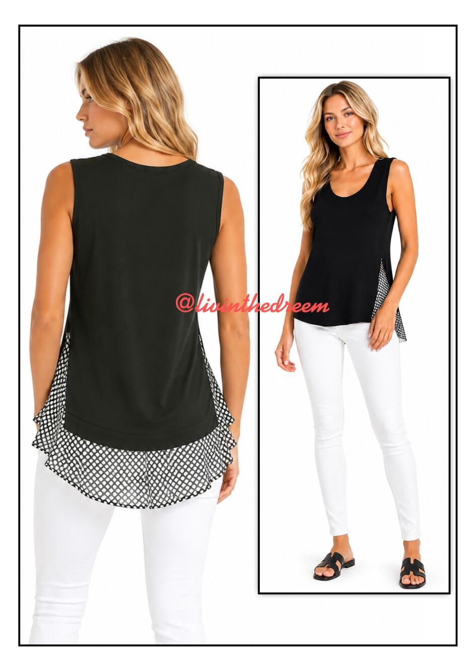 Red Haute Black With Sheer Panel Tank Top SZ M $89